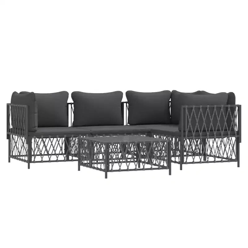 vidaXL 3 Piece Patio Lounge Set with Cushions Anthracite Steel