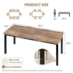 Dining Table for 6-8 People, Rustic Wave Irregular Edge Table with Thick MDF Top & Metal Frame, Waterproof Scratch-Resistant, VersatileMarble