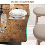 Dining Table for 6-8 People, Rustic Wave Irregular Edge Table with Thick MDF Top & Metal Frame, Waterproof Scratch-Resistant, VersatileMarble