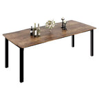 Dining Table for 6-8 People, Rustic Wave Irregular Edge Table with Thick MDF Top & Metal Frame, Waterproof Scratch-Resistant, VersatileMarble