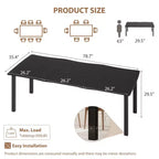 Dining Table for 6-8 People, Rustic Wave Irregular Edge Table with Thick MDF Top & Metal Frame, Waterproof Scratch-Resistant, VersatileMarble