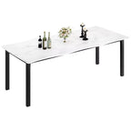 Dining Table for 6-8 People, Rustic Wave Irregular Edge Table with Thick MDF Top & Metal Frame, Waterproof Scratch-Resistant, VersatileMarble