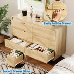 Commode à 6 tiroirs pour chambre à coucher, commode moderne en bois de 120 cm de large avec grand espace de rangement en bois, chiffonnier