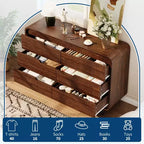 Commode à 6 tiroirs pour chambre à coucher, commode moderne en bois de 120 cm de large avec grand espace de rangement en bois, chiffonnier