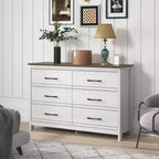 Galano 6-Drawer Dresser with Smooth-Glide Storage in Pearl White Oak 47 W