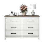 Galano 6-Drawer Dresser with Smooth-Glide Storage in Pearl White Oak 47 W