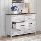 Galano 6-Drawer Dresser with Smooth-Glide Storage in Pearl White Oak 47 W