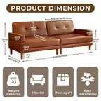 ATJafurn Canapé Moderne de Luxe en Cuir Marron de 240 cm Style Minimaliste et Moderne Cadre Robuste Surface Douce, Respirante et Facile à Nettoyer