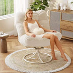 Fauteuil Papasan 360° pivotant et à bascule surdimensionné avec coussin moelleux de 16 cm, fauteuil de salon surdimensionné confortable pour intérieur/extérieur, fauteuil pivotant et à bascule style rotin