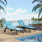 2 chaises longues de patio en textile avec table d'appoint, ensemble de chaises longues d'extérieur, chaise longue de piscine avec dossier réglable sur 5 niveaux, chaise de bronzage pour piscine, jardin, plage