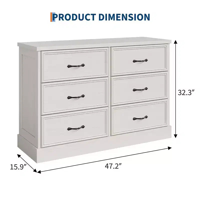 COZONY Commode de chevet à 6 tiroirs, meuble de rangement en bois avec tiroirs spacieux, organisateur de table d'appoint de chambre à coucher peu encombrant