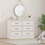 COZONY Commode de chevet à 6 tiroirs, meuble de rangement en bois avec tiroirs spacieux, organisateur de table d'appoint de chambre à coucher peu encombrant
