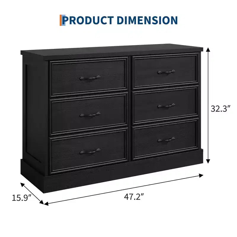COZONY Commode de chevet à 6 tiroirs, meuble de rangement en bois avec tiroirs spacieux, organisateur de table d'appoint de chambre à coucher peu encombrant