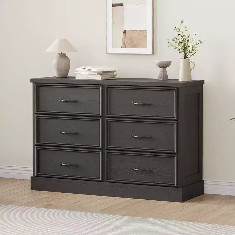 COZONY Commode de chevet à 6 tiroirs, meuble de rangement en bois avec tiroirs spacieux, organisateur de table d'appoint de chambre à coucher peu encombrant