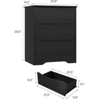 Commode en bois à 3 tiroirs, armoire haute moderne avec rangement profond, grande commode à tiroirs avec plateau large, commode longue de rangement pour chambre à coucher