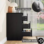 Commode en bois à 3 tiroirs, armoire haute moderne avec rangement profond, grande commode à tiroirs avec plateau large, commode longue de rangement pour chambre à coucher