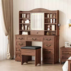 Acekool Vanity Desk with Mirror and Adjustable Lights, Dressing Table Set with Chair, 10 Drawers, 10 Shelves & Power Outlet for Bedroom