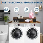 Acekool Washer Dryer Countertop, 2-Tier Laundry Topper with Edge Rails and Drawers, Organizer Shelf for Laundry Room Storage and Folding