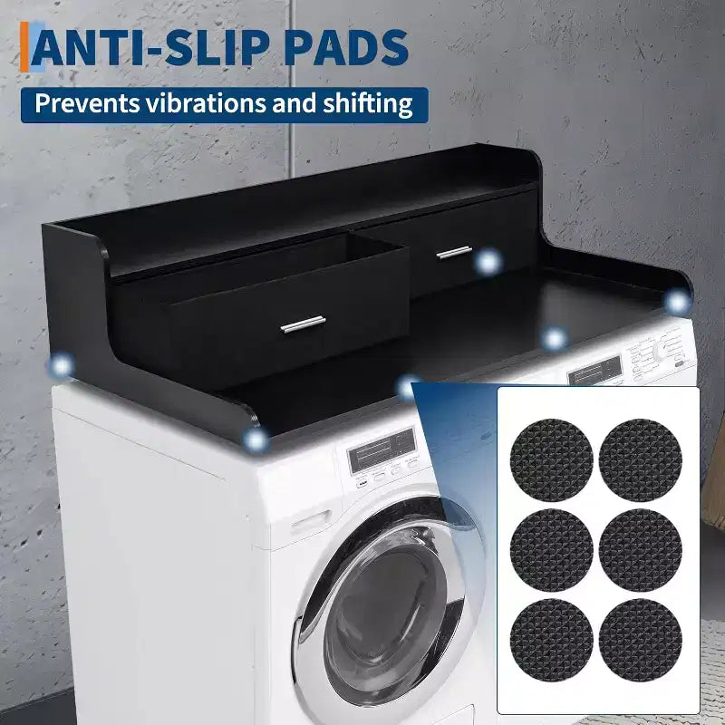 Acekool Washer Dryer Countertop, 2-Tier Laundry Topper with Edge Rails and Drawers, Organizer Shelf for Laundry Room Storage and Folding