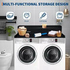 Acekool Washer Dryer Countertop, 2-Tier Laundry Topper with Edge Rails and Drawers, Organizer Shelf for Laundry Room Storage and Folding