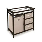 HomeStock Convertible Baby Changing Table with 3 Storage Baskets & Hamper, Secure Top Rails, Comfortable Mattress Pad