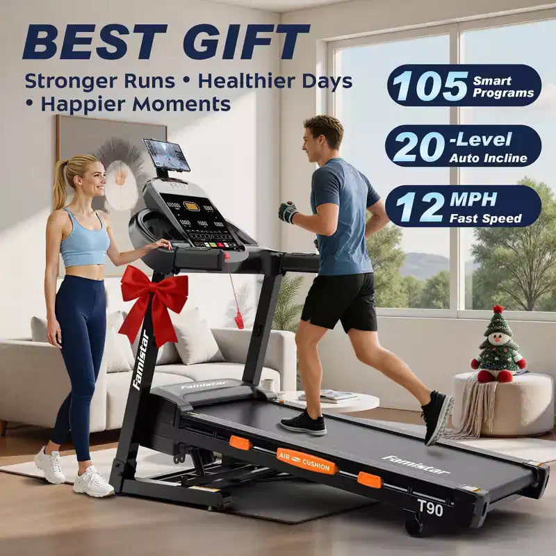 Treadmill Clearances,5.0 HP Folding Treadmill with 20-Level Adjustable Incline,12 mph Speed,Treadmill 400 lb Capacity,105 Preset Training Program