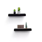 15.75 Black LED Floating Shelf C invisible-bracket wood wall mount with built-in LED, perfect bathroom/bedroom/kitchen dcor or book/plant display