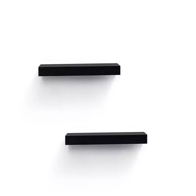 15.75 Black LED Floating Shelf C invisible-bracket wood wall mount with built-in LED, perfect bathroom/bedroom/kitchen dcor or book/plant display