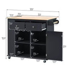 TUYOHW Îlot de cuisine roulant de 101 cm avec abattant, prise de courant et rangement ouvert, chariot de cuisine avec 2 tiroirs et 1 meuble à porte