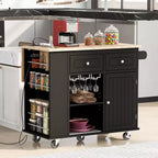 TUYOHW 39.8Inch Rolling Kitchen Island with Drop Leaf,Power Outlet and Open Storage,Kitchen Cart with 2 Drawers and 1 Door Cabinet