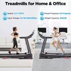3HP Folding Treadmill for Home, 300 Lbs Capacity, 9 Adjustable Incline, 64 Programs, Bluetooth, APP Control, Compact Walking Running Machine