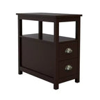 Retro Wooden End Table with Drawers and Open Shelf for Small Spaces - Brown