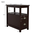 Retro Wooden End Table with Drawers and Open Shelf for Small Spaces - Brown