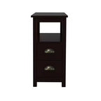 Retro Wooden End Table with Drawers and Open Shelf for Small Spaces - Brown