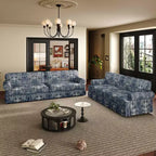 MAYEERTY Luxuriously Comfortable 3&4 Seater Cloud Couch, Chenille Fabric Sofa with Rolled Arms & Pleated Skrit Blue Foral