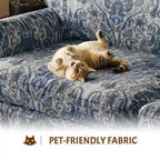 MAYEERTY Luxuriously Comfortable 3&4 Seater Cloud Couch, Chenille Fabric Sofa with Rolled Arms & Pleated Skrit Blue Foral