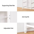 Commode à 9 tiroirs blanche de 160 cm pour chambre à coucher, meuble TV LED pour téléviseur de 75 pouces avec station de charge, prises de courant, commode de rangement en tissu, meuble console multimédia