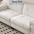 Canapé moderne 3 places de 85 pouces avec accoudoirs réglables et tissu chenille doux, canapé avec dossier touffeté de boutons pour salon et chambre