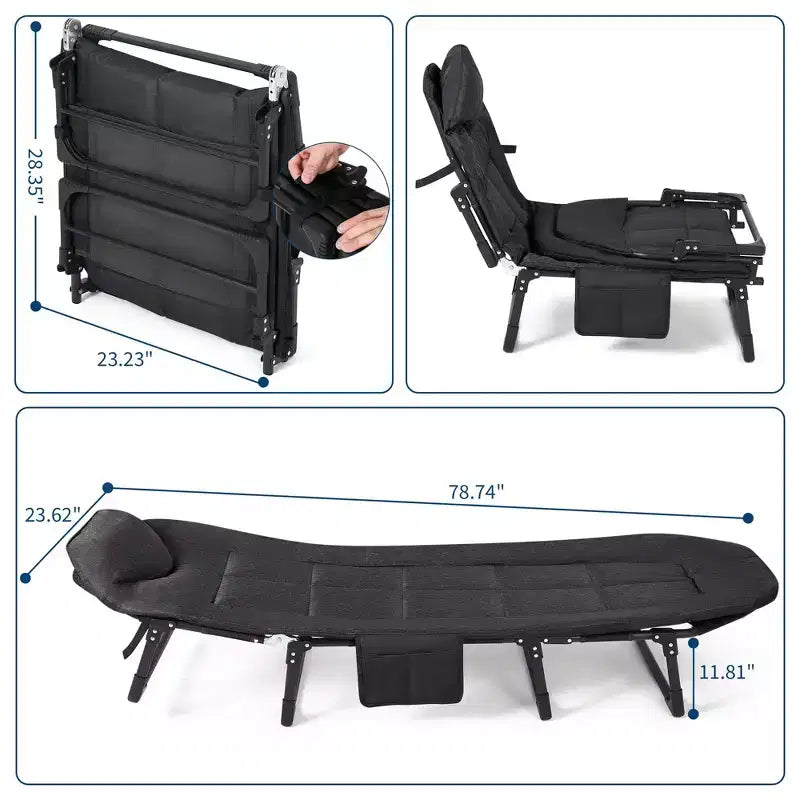 79 Portable Folding Bed with Cushion and Pillow, Camping Cot for Adults with Supports 500 Lbs, Lightweight Tent Cot for Patio Beach Indoor Outdoor