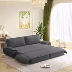 MAYEERTY 73.2 Queen Pull Out Sofa Bed, 3-in-1 Convertible Sleeper Sofa Multi-functional Corduroy Loveseat Bed Gray