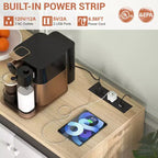 Besiost Storage Buffet Cabinet with Adjustable Shelves, Coffee Bar with Charging Station, LED Light