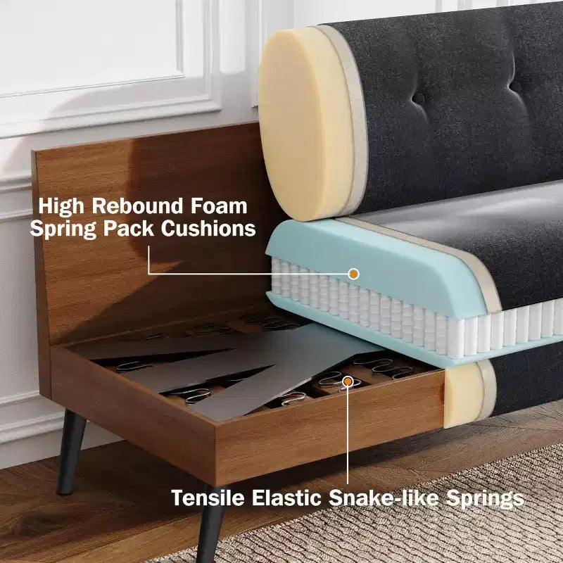 Dyonery Petit canapé deux places, canapé confortable de 127 cm avec coussins épais, canapé deux places sans outils pour chambre, petit canapé deux places pour petits espaces