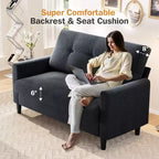 Dyonery Petit canapé deux places, canapé confortable de 127 cm avec coussins épais, canapé deux places sans outils pour chambre, petit canapé deux places pour petits espaces
