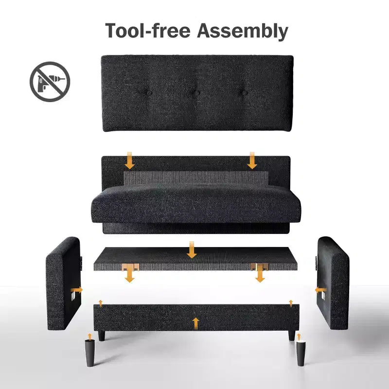 Dyonery Petit canapé deux places, canapé confortable de 127 cm avec coussins épais, canapé deux places sans outils pour chambre, petit canapé deux places pour petits espaces
