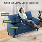 Dyonery Petit canapé deux places, canapé confortable de 127 cm avec coussins épais, canapé deux places sans outils pour chambre, petit canapé deux places pour petits espaces