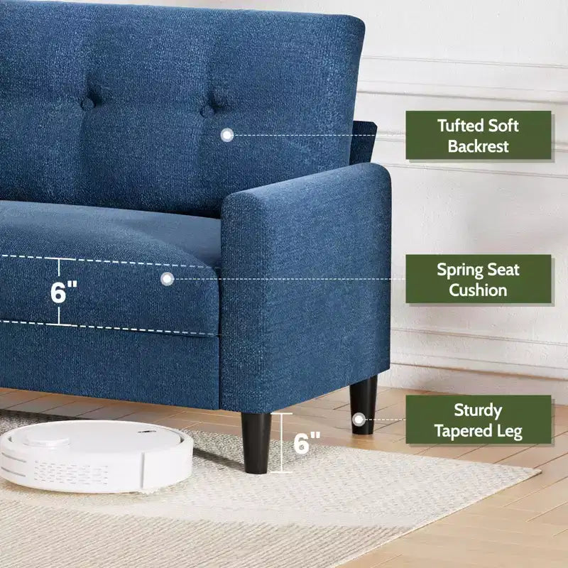 Dyonery Petit canapé deux places, canapé confortable de 127 cm avec coussins épais, canapé deux places sans outils pour chambre, petit canapé deux places pour petits espaces
