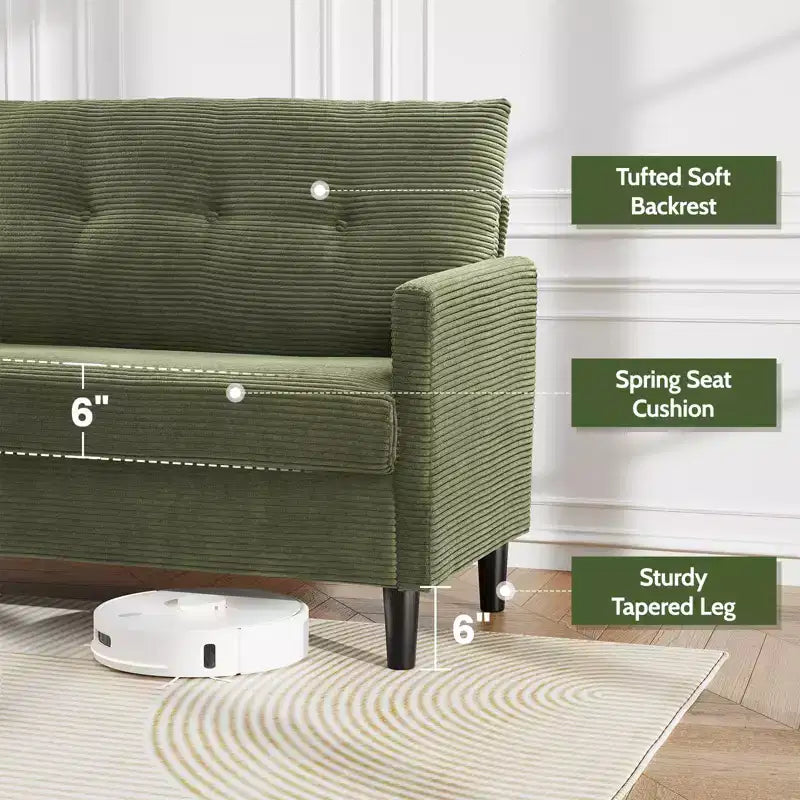 Dyonery Petit canapé deux places, canapé confortable de 127 cm avec coussins épais, canapé deux places sans outils pour chambre, petit canapé deux places pour petits espaces