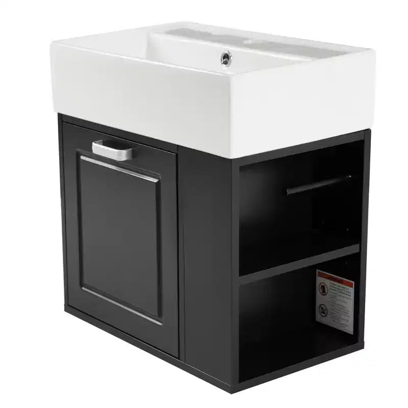 Meuble sous-vasque de salle de bain mural de 21,8 po avec lavabo, meuble de rangement de salle de bain avec tiroirs, meuble-lavabo simple avec étagère réglable