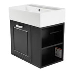 Meuble sous-vasque de salle de bain mural de 21,8 po avec lavabo, meuble de rangement de salle de bain avec tiroirs, meuble-lavabo simple avec étagère réglable