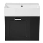 Meuble sous-vasque de salle de bain mural de 21,8 po avec lavabo, meuble de rangement de salle de bain avec tiroirs, meuble-lavabo simple avec étagère réglable